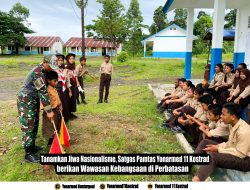 Tanamkan Jiwa Nasionalisme, Satgas Pamtas Yonarmed 11 Kostrad Berikan Wawasan Kebangsaan di Perbatasan