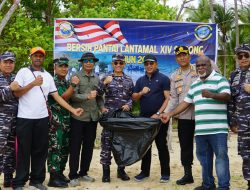 Wujud Nyata Kepedulian, Lantamal XIV Gelar Baksos Dan Bakes Serta Bersih Pantai di Pulau Raam Sorong