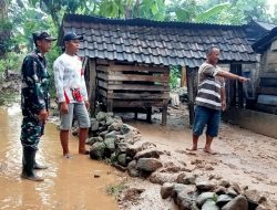Babinsa Tirtoyudo Serka Hery Purnomo Tinjau Lokasi Banjir Luapan Sungai di Desa Pujiharjo
