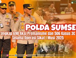 Polda Sumsel Ungkap 690 Kasus Premanisme dan 506 Kasus 3C dalam Operasi Sikat I Musi 2025