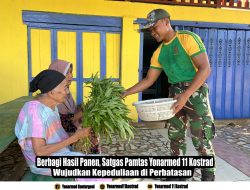 Berbagi Hasil Panen, Satgas Pamtas Yonarmed 11 Kostrad Wujudkan Kepedulian di Perbatasan