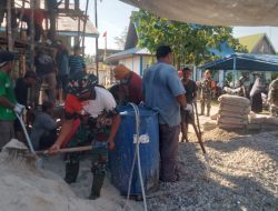 Jelang Penutupan TMMD ke-124 Kodim 0320 Dumai dan Warga, Gotong Royong Menyelesaikan Pengecoran Masjid Al-Ikhsan