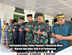Kebersamaan Satgas Pamtas Yonarmed 11 Kostrad dan Warga Warnai Idul Adha 1446 H di Perbatasan