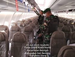 Cegah Ancaman Bom, Tim Jihandak Yonzipur 1/DD Sterilisasi Pesawat Saudi Arabian Airlines SVA 5688 di Bandara Kualanamu