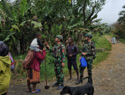 Satgas Yonif 521/DY Binter Terbatas di Wilayah Distrik Walesi Kab. Jayawijaya