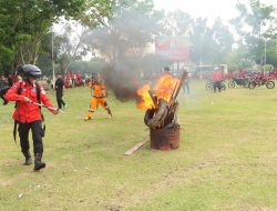 Polres Banyuasin Bersama Pemkab Banyuasin Apel Gelar Pasukan dan Simulasi Penanganan Karhutla