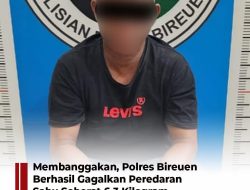 Satresnarkoba Polres Bireuen Berhasil Menggagalkan Peredaran Narkotika Jenis Sabu Seberat 6.395,15 gram atau sekitar 6,3 Kg