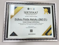 Polda Maluku Raih Penghargaan Penyusunan Lapkeu Terbaik