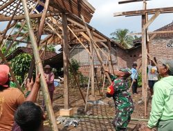 Babinsa dan Warga Margomulyo Gotong Royong Pindahkan Rumah Ibu Sumini