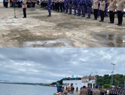 Wakapolres Buru Pimpin Upacara Tabur Bunga di Pantai Merah Putih