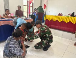Satgas Pamtas Pos Nilulat Bantu Kegiatan Posyandu di Desa Tubu