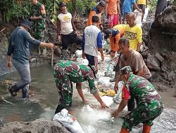 Poktan Tani Makmur Bersama Babinsa Bendo, Bahu Membahu Pasang Talud di Sumber Air Mbah Bendo