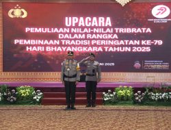 Wakapolda Pimpin Upacara Pemuliaan Nilai Tribrata Jelang Hari Bhayangkara ke-79