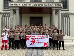 Polda Maluku Bersihkan Gereja Santo Joseph Rumah Tiga, Pastor Berikan Apresiasi