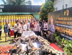 Polda Sumsel Mengelar Press Release dan Pemusnahan Senjata Api Rakitan