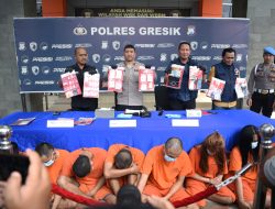 9 Tersangka Narkoba Ditangkap Polres Gresik, Ratusan Gram Sabu dan 171 Butir Inex Disita