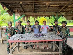 Satgas Pamtas Statis RI-PNG Yonif 131/Brajasakti Kembali Gagalkan Peredaran Ganja di Kampung Skofro