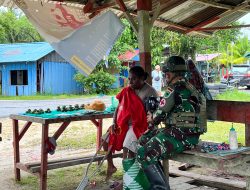 Satgas Pamtas RI-PNG Kewilayahan Yonif 763/SBA Pos Aisyo Laksanakan Kegiatan Yankes Gratis di Distrik Aifat