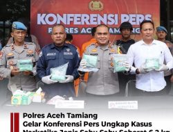 Polres Aceh Tamiang Gelar Konferensi Pers Ungkap Kasus Narkotika Jenis Sabu-Sabu Seberat 6,2 Kg