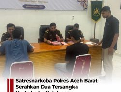 Satresnarkoba Polres Aceh Barat Serahkan 2 Tersangka Narkoba Kekejaksaan