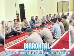 Kapolres Bener Meriah Bina Karakter Personel Lewat Binrohtal Rutin