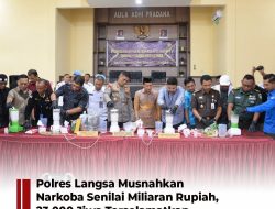 Polres Langsa Musnakan Ribuan Gram Sabu dan Ganja Selamatkan 23 Ribu Jiwa dari Jerat Narkoba