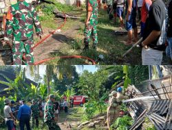 Gerak Cepat Tiga Pilar Kelurahan Garum Bersama Warga Padamkan Kebakaran Rumah di Kebonsari