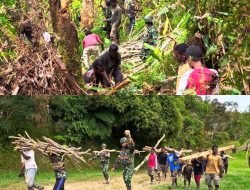 Solidaritas Gotong Royong Satgas Yonif 521/DY di Distrik Eragayam