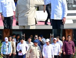 Presiden ke-7 RI Joko Widodo turut hadir cuntuk melepas keberangkatan Presiden Prabowo ke Jakarta