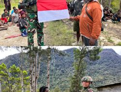 Satgas TNI Gelar Binter di Kampung Tuanggi, Bagikan Bendera Merah Putih dan Telur Untuk Tingkatkan Rasa Nasionalisme