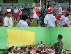Satgas Yonif 131/Brajasakti Tebar Semangat Belajar di SD Banda Waris Perbatasan Papua