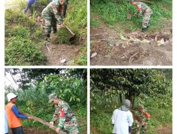 Babinsa Desa Salam Dan Poktan Rukun Makmur Gelar Kerja Bakti Bersihkan Akses Jalan Persawahan Di Dusun Centong