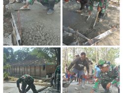 Gotong Royong Panas-Panasan, Satgas TMMD Kebut Pembangunan Jalan Rabat Beton di Sarimulyo