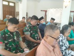 Ibadah Minggu, Personel Satgas TMMD Reguler Ke-125 Kodim 0735/Surakarta Yang Beragama Kristen Ikuti Ibadah di Gereja