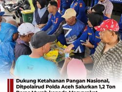 Dukung Ketahanan Pangan Nasional, Ditpolairud Polda Aceh Salurkan 1,2 Ton Beras Murah Kepada Masyarakat