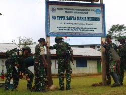 Pos Okpol, Satgas Ter, dan Satgas Banmin Gelar Karya Bakti Sambut HUT RI ke-80 di SD YPPK Santa Maria Kukding