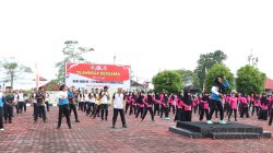 Polres Buru Gelar Olahraga Bersama dan Gerakan Pangan Murah Sambut HUT ke-77 Polwan RI