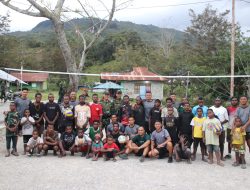 Sparing volly Satgas Yonif 521/DY Membangun Mental Kompetitif Pemuda Walesi Jayawijaya