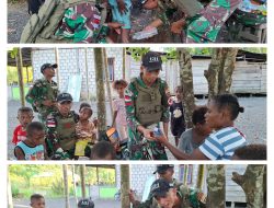 Ceria Dan Sehat Bersama Satgas Yonif 131/Brajasakti Di Kampung Amyu Perbatasan Papua