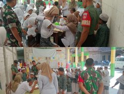 Babinsa Dampingi Pemeriksaan Kesehatan Gratis dan Imunisasi BIAS di SD IT Imam Rubai