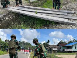 Karya Bhakti Satgas Yonif 521/DY Wujudkan Lingkungan Bersih dan Rapih, Melalui Pos Muaranawa Gelar Bersama Warga Kampung Muaranawa