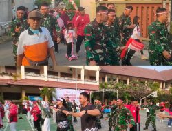 Semarakkan HUT RI Ke-80, Satgas TMMD Reguler Ke-125 Kodim 0735/Surakarta Laksanakan Gerak Jalan Dan Senam Bersama