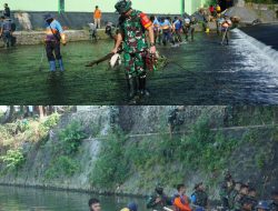 Peringati HUT RI Ke-80, Satgas TMMD Reguler Ke-125 Kodim 0735/Surakarta Gelar Karya Bakti Pembersihan Sungai
