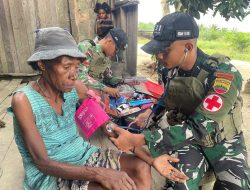 Satgas Yonif 131/Brajasakti Gelar Pelayanan Kesehatan di Kampung Sawiyatami