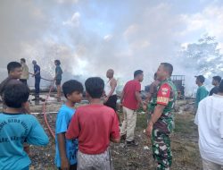 Gudang Rongsok di Simo Terbakar, Babinsa Sigap Evakuasi dan Koordinasi Damkar