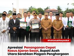 Bupati Aceh Utara Serahkan Piagam Penghargaan Kepada Polres Aceh Utara
