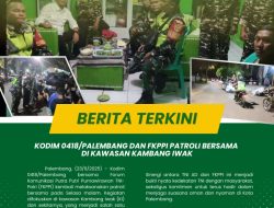 Kodim 0418/Palembang dan FKPPI Patroli Bersama di Kawasan Kambang Iwak 