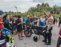 Tegas! Polres Landak Gelar Patroli, Bubarkan Aksi Balap Liar di GOR Patih Gumantar