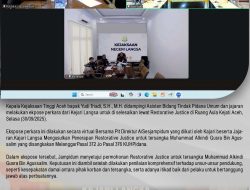 Kajati Aceh Didampingi Asisten Bidang Tindak Pidana Umum dan Jajaran Melakukan Ekpose Perkara dari Kejari Langsa