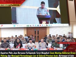 Kapolres Pidie Jaya Bersama Forkopimda Mengikuti Zoom Meeting Deklarasi Green Policing dan Mencegah Pertambangan Liar
